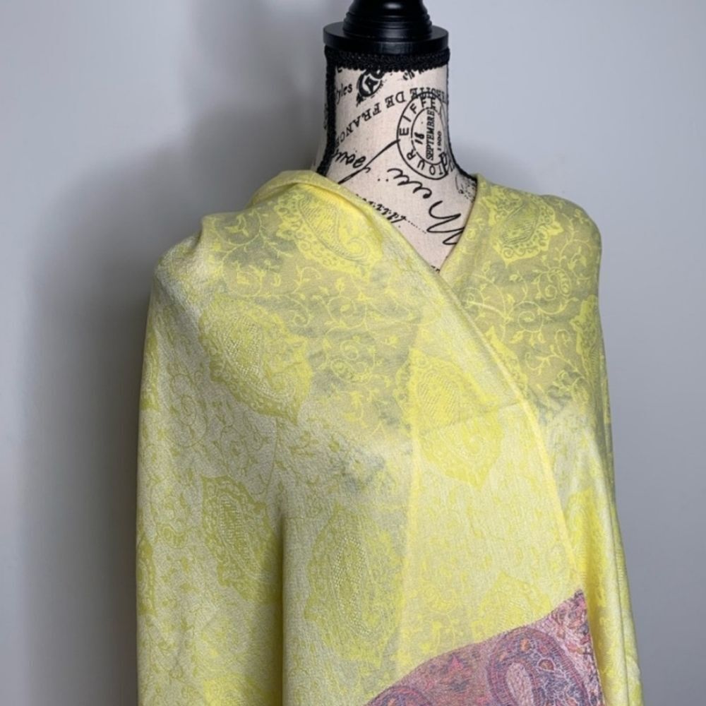 Beautiful yellow Multicolor Pashmina - Picture 4 of 6